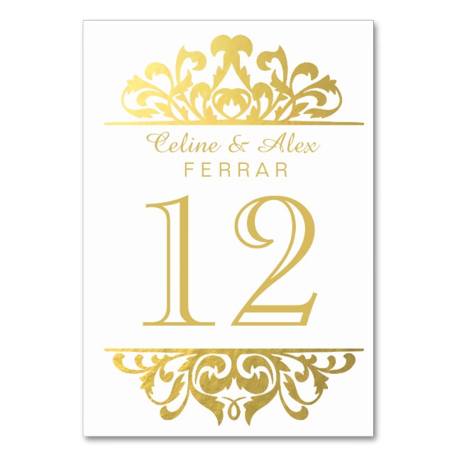 Numéro De Table Glam Gold Foil Flourish Numéros de tableau | BLANC (Par défaut)