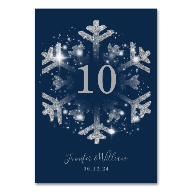 Numéro De Table Glam Snowflake Xmas Mariage Silver Navy (Par défaut)