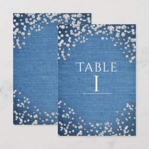 Numéro de table Glamour Denim & Diamants dispersés