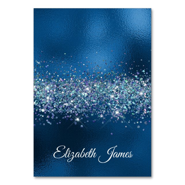 Numéro De Table Glitter Royal Blue Foil Nom individuel (Par défaut)