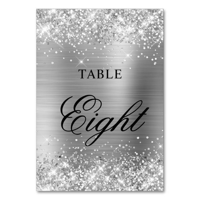 Numéro De Table Glitterie Silver Foil Fancy Classic Calligraphie (Par défaut)