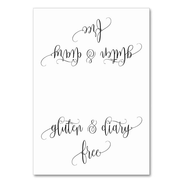 Numéro De Table Gluten and Diary Free Table Tent card (Par défaut)