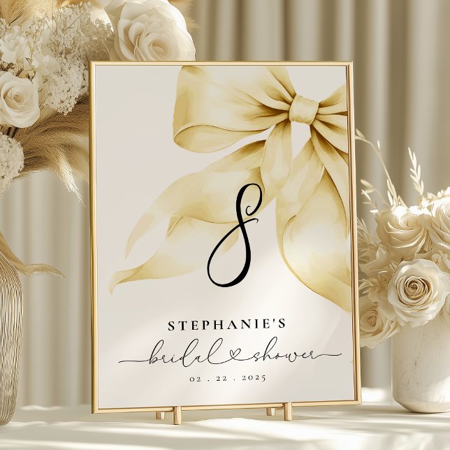 Numéro De Table Gold Bow Bridal Shower Table Number (Créateur téléchargé)