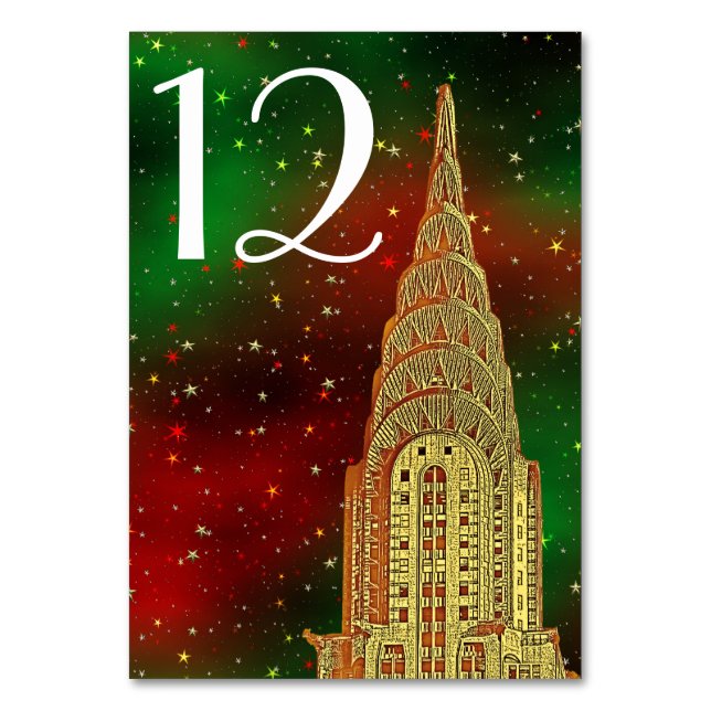 Numéro De Table Gold Chrysler Building Skyline #2 Xmas Starry (Par défaut)