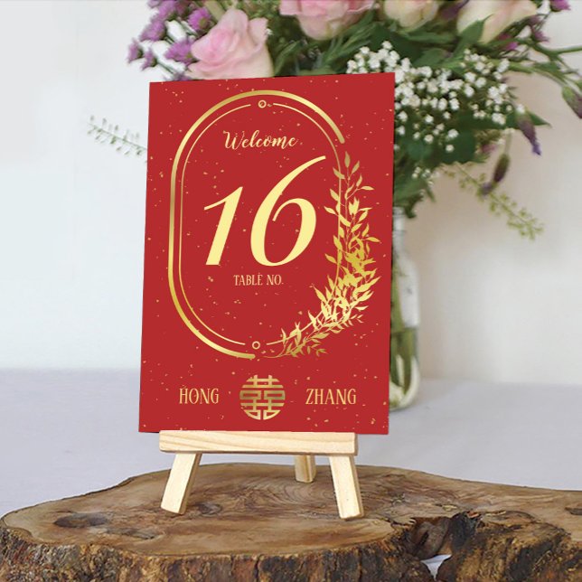 Numéro De Table Gold Double Happiness Wedding  (Créateur téléchargé)
