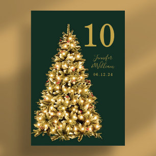 Numéro De Table Gold Festin Arbre de Noël Mariage de vacances Vert