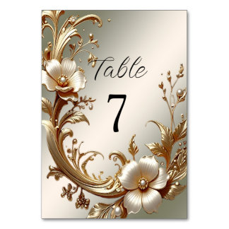 Numéro De Table Gold Floral Table Number