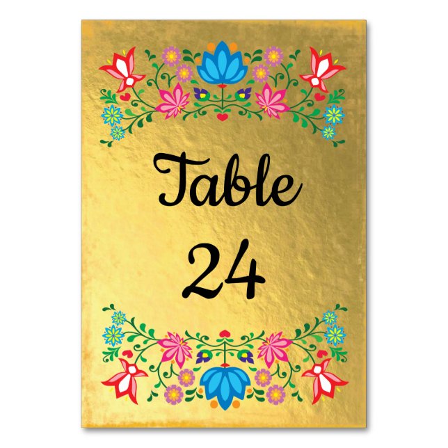 Numéro De Table Gold Foil Mexicain Fiesta Floral Numéros de tablea (Par défaut)