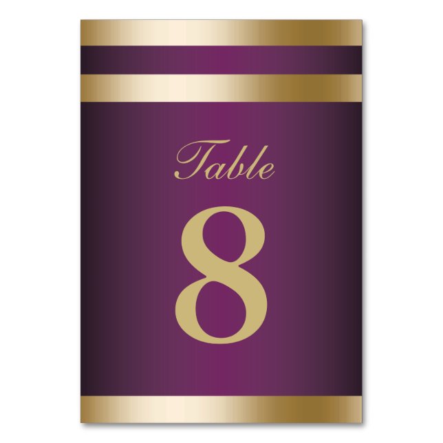 Numéro De Table Gold Foil Stripes Élégant Mariage pourpre (Par défaut)