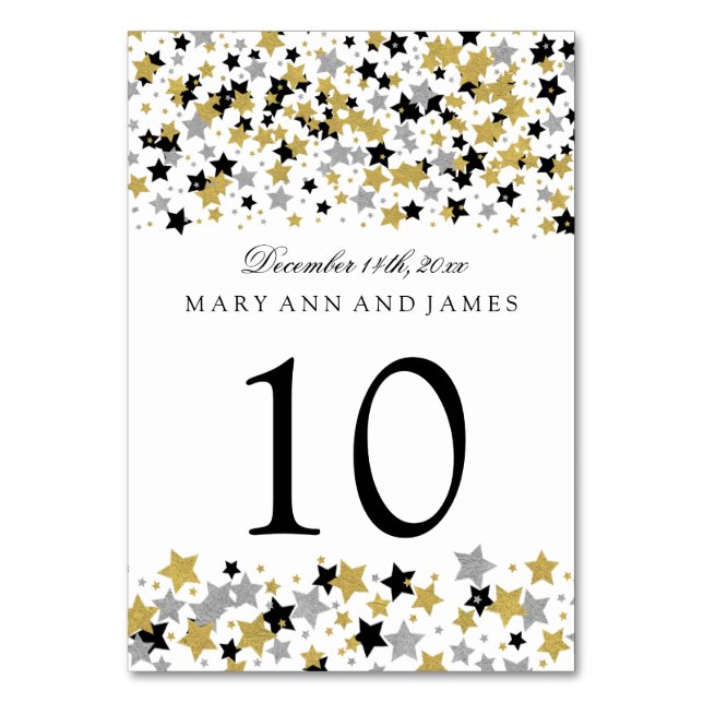 Numéro de table Gold & Silver Parties scintillant  (Dos)