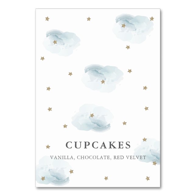 Numéro De Table Gold Star & Blue Cloud Baby shower Place Card (Par défaut)