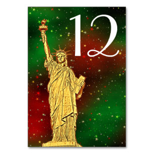 Numéro De Table Gold Statue of Liberty NYC Skyline #2 Xmas Starry