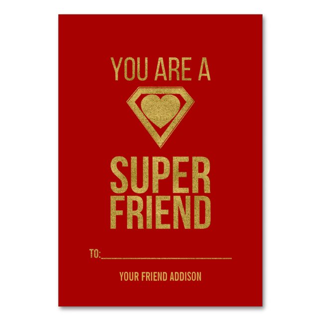 Numéro De Table Gold Superhero Friend Classroom Valentine Card Rou (Par défaut)