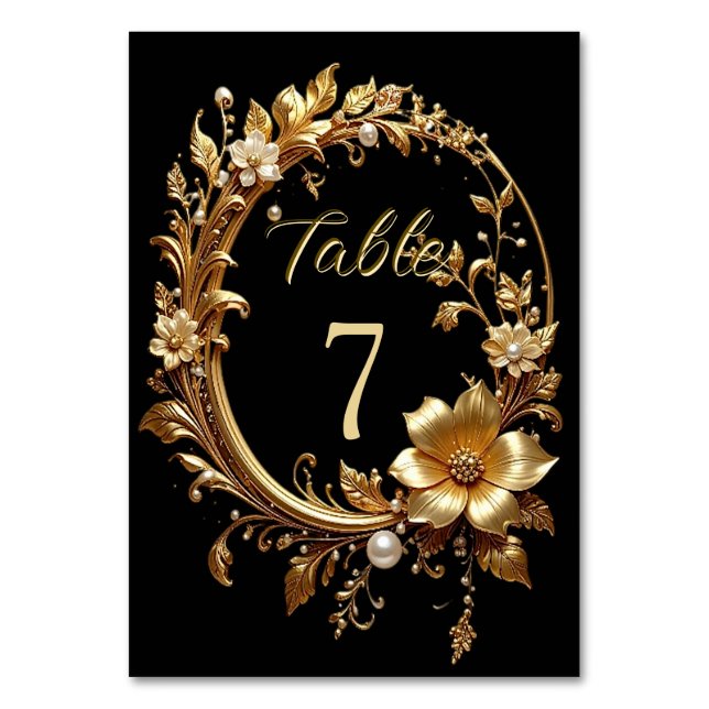 Numéro De Table Golden Floral Ornate Frame Table Number (Par défaut)