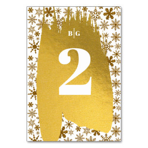 Numéro De Table Golden Snowflakes Festive Mariage de Noël