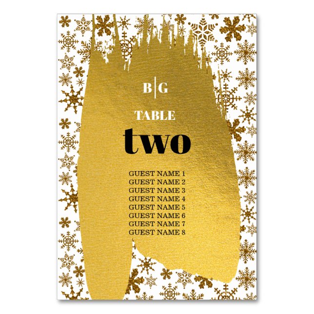 Numéro De Table Golden Snowflakes Festive Mariage de Noël (Par défaut)