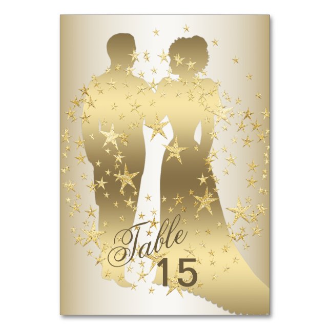 Numéro De Table Golden Stars Bride And Groom Party (Par défaut)