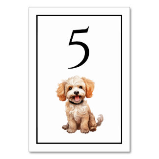 Numéro De Table Goldendoodle Dog Watercolor Table Number
