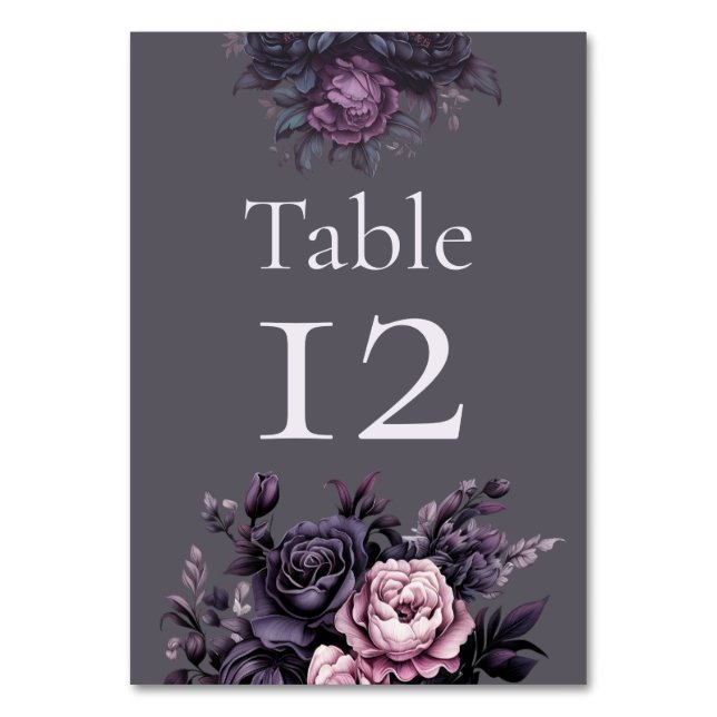 Numéro De Table Gothic Plum Floral Wedding Table Number (Par défaut)