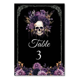 Numéro De Table Gothique Floral Crâne Halloween Mariage Numéro de 