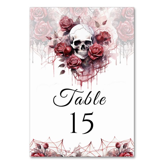 Numéro De Table Gothique Floral Crâne Halloween Mariage Numéro de  (Par défaut)