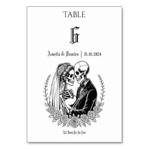 Numéro De Table Gothique Jusqu'à la mort Squelette Couple Mariage