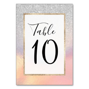 Numéro De Table Gradient holographique de Silver Glitter