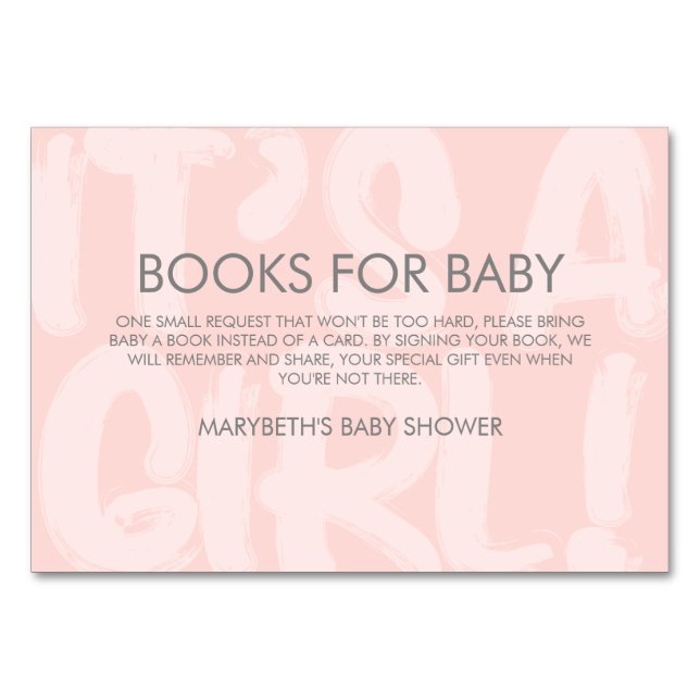 Numéro De Table Graffiti Baby shower Rose Apporter Une Demande De  (Devant)