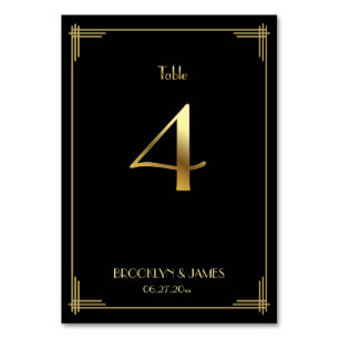 Numéro De Table Grand Gatsby Art Déco Tableau Numéro 4 Or Noir