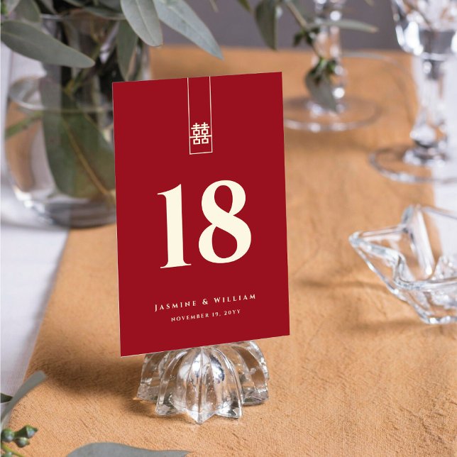 Numéro De Table Grand Rectangle double bonheur Mariage chinois (Créateur téléchargé)