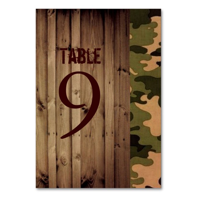 Numéro De Table grange rustique bois pays ouest Camo Mariage (Par défaut)
