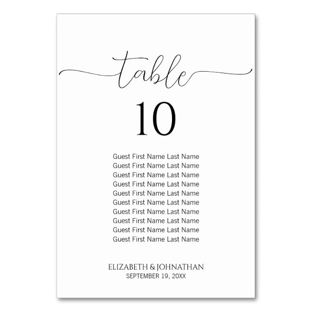 Numéro De Table Graphique de sièges de Mariage de script minimal s (Par défaut)