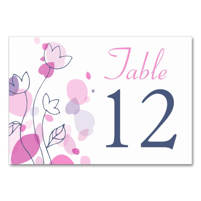 Numéro De Table Graphique pétales de fleurs modernes mariages numé (Devant)