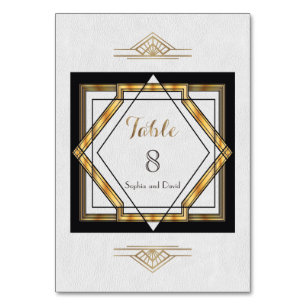 Numéro De Table Great Gatsby Gold White Art Déco TABLE NUMBER