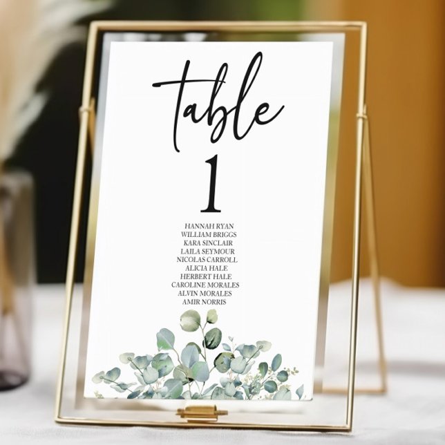 Numéro De Table Green Eucalyptus Jardin Botanique Mariage Feuille (Créateur téléchargé)