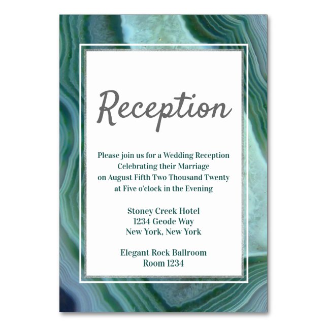 Numéro De Table Green Geode Agate Réception Hébergement (Par défaut)