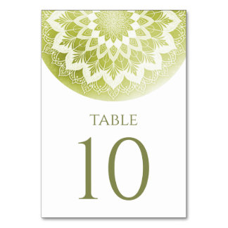 Numéro De Table Green Lace Mandala Wedding