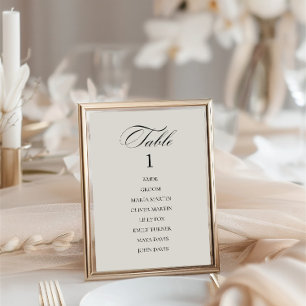 Numéro de table gris clair élégant vintage classiq