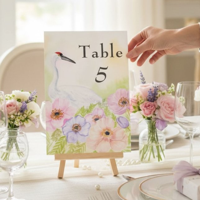 Numéro de table Grue couronnée Anémones  (Créateur téléchargé)