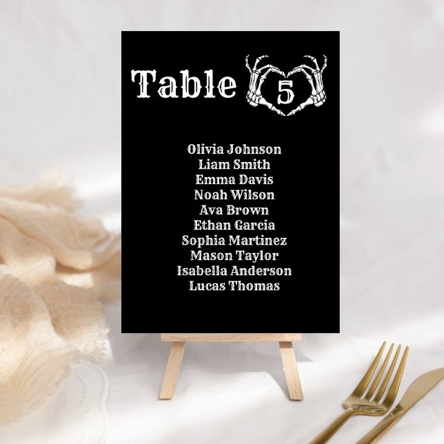 Numéro De Table Halloween Halloween Gothique Crâne mariage de coeu (Créateur téléchargé)