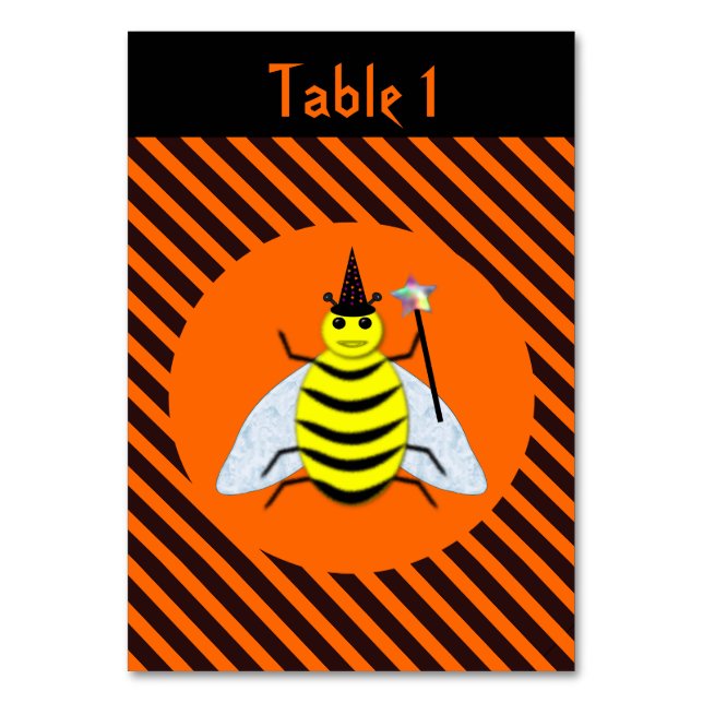 Numéro De Table Halloween Magic Bee Witch Orange et Black Stripes (Par défaut)
