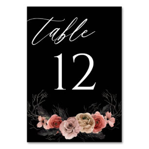 Numéro De Table Halloween rose et noir numéro de tableau floral -N