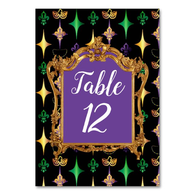Numéro De Table Harlequins Perles Masque Fleur de Lis Mardi Gras (Par défaut)