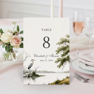 Numéro De Table Héron Toile Mariage Campagne Française