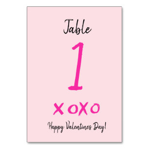 Numéro De Table Heureuse Sainte-Valentin xoxo rose