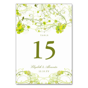 Numéro De Table Hibiscus vert Mariage floral et hirondelle