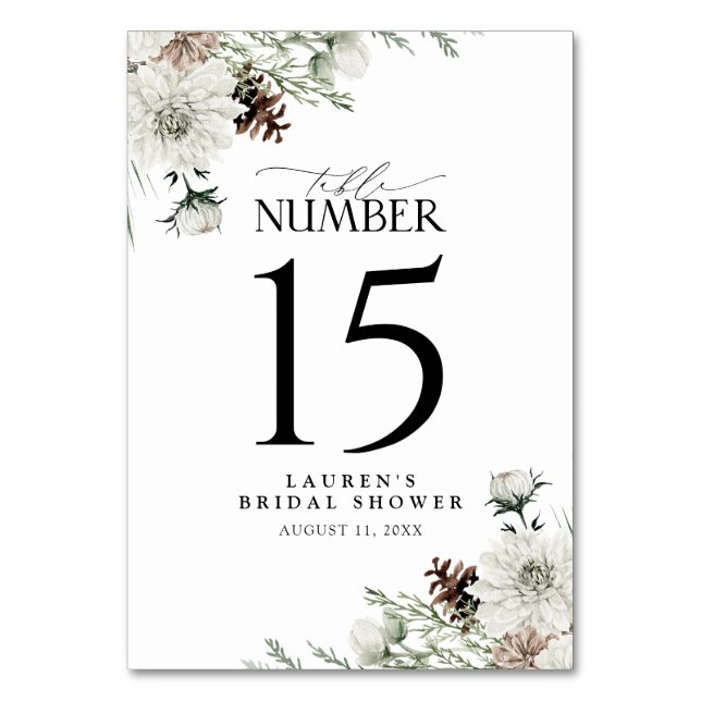 Numéro De Table Hiver À feuillage persistant Elégante Fête des mar (Par défaut)