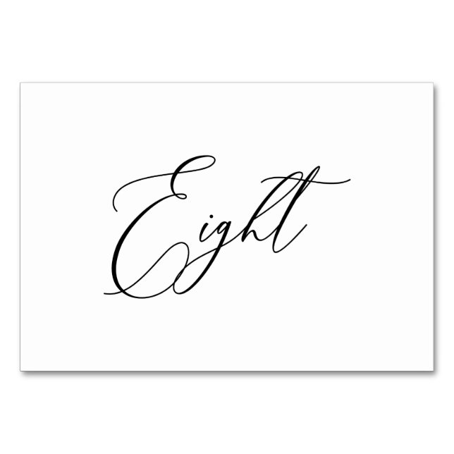 Numéro De Table Huit 8 calligraphie romantique élégante de PixDezi (Devant)