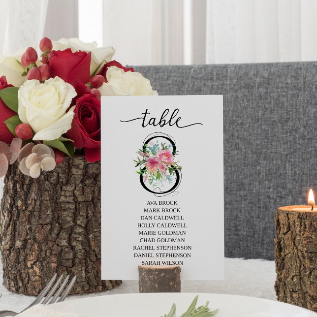 Numéro de table huit Table des pivoines roses (Créateur téléchargé)