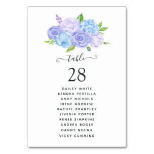Numéro De Table Hydrangea Blue et Lavender Mariage clair